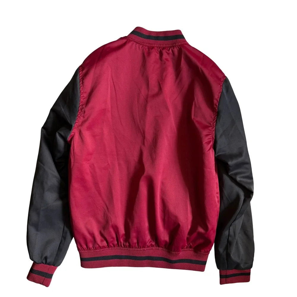 Seven Souls Varsity Streetwear Boys Bomber Jacket Red Black Embroidered